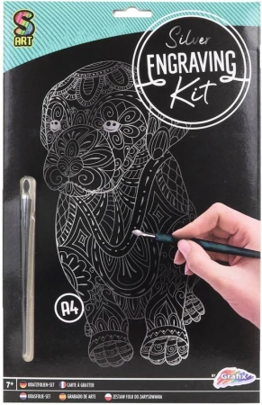 GRAFIX Obrázek vyškrabovací Pejsek stříbrný kreativní set se škrabacím perem GRAFIX Obrázek vyškrabovací Pejsek stříbrný kreativní set se škrabacím perem