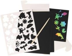 GRAFIX Vyškrabovací obrázky duhové set 4 archy se šablonami a škrabacím perem