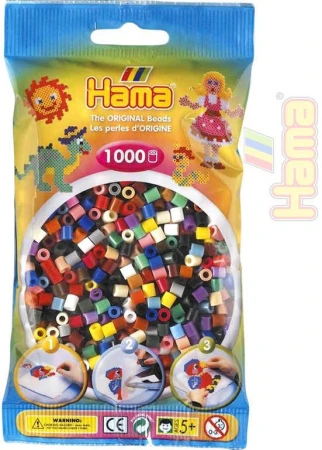 Hama Korálky dětské zažehlovací barevné set 1000ks v sáčku midi plast