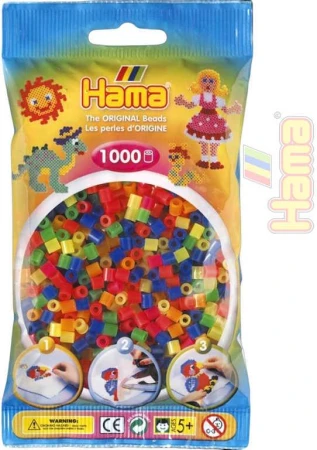 Hama Korálky dětské zažehlovací neonové set 1000ks v sáčku midi plast