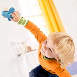 Hape DŘEVO Baby letadélko mini modré pro miminko (dřevěná hračka)