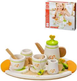 Hape DŘEVO Dětská čajová souprava pro dva s tácem (dřevěná hračka)