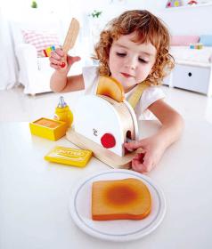 Hape DŘEVO Dětský toastovač set s doplňky (dřevěná hračka)