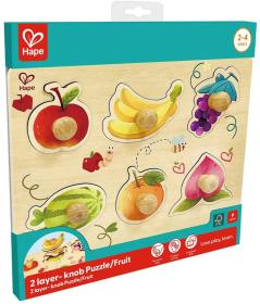 Hape DŘEVO Puzzle baby vkládací Ovoce s úchyty 12 dílků na desce