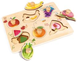 Hape DŘEVO Puzzle baby vkládací Ovoce s úchyty 12 dílků na desce