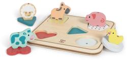 Hape DŘEVO Puzzle baby vkládací Zvířátka 5 dílků na baterie Zvuk