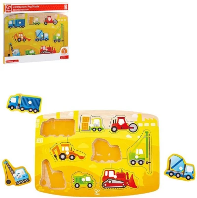 Hape DŘEVO Puzzle na desce Stavaři auta 9 dílků s úchyty skládačka Hape DŘEVO Puzzle na desce Stavaři auta 9 dílků s úchyty skládačka