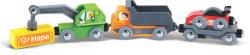 Hape DŘEVO Vláček technická vozidla baby set 4ks na magnet