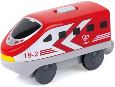 Hape Lokomotiva Intercity červená vláček na baterie plast