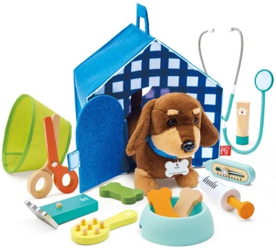 Hape Malý veterinář set interaktivní štěňátko s doplňky na baterie Zvuk