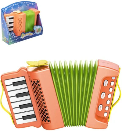 Harmonika dětská tahací akordeon 23cm na baterie Zvuk Harmonika dětská tahací akordeon 23cm na baterie Zvuk