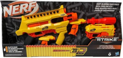 Hasbro NERF Alpha Strike veľký žltý herný set 4 detské blastery + 20 šípok