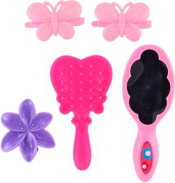 Hlava česací zrzavá velká set s kadeřnickými doplňky v krabici