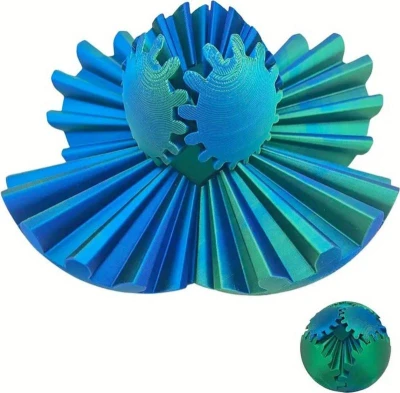Hlavolam míček antistresový 3D tisk s přeměnou 3v1 6cm 2 barvy