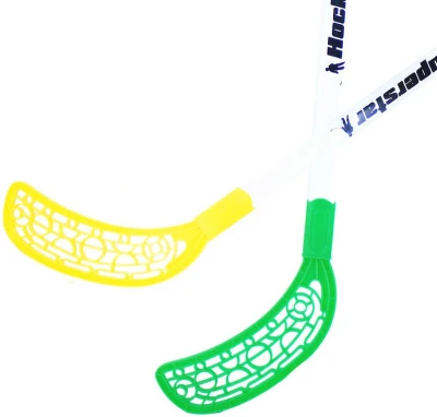 Hokejky floorbalové plastové bílé 80cm set 2ks s pukem a míčkem