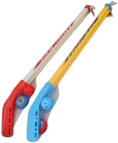 Hokejový dětský set 2 hole s pukem a míčkem florbal plast 2 barvy