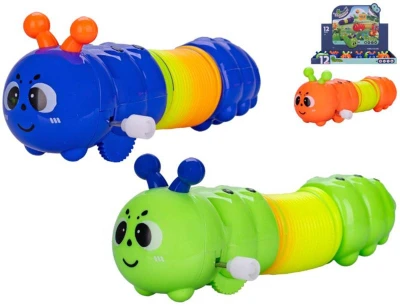 Housenka baby plazící se natahovací zvířátko 13,5-40cm na klíček 3 barvy Housenka baby plazící se natahovací zvířátko 13,5-40cm na klíček 3 barvy
