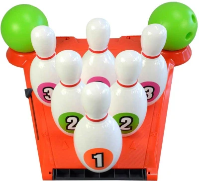 Hra bowling dětský set 6 kuželek + 2 koule (společenská hra)