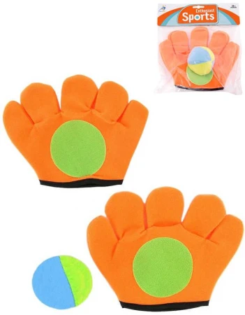 Hra Catch ball oranžová rukavice chytací set 2ks se soft míčkem v sáčku Hra Catch ball oranžová rukavice chytací set 2ks se soft míčkem v sáčku