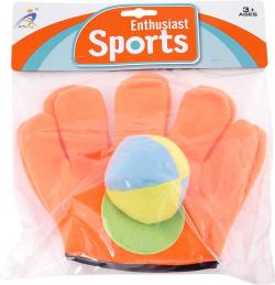 Hra Catch ball oranžová rukavice chytací set 2ks se soft míčkem v sáčku