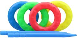 Hra házení kroužků sada házecí kroužky barevné 4ks + 2 kolíčky plast