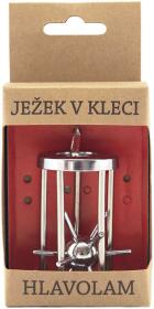 Hra Hlavolam ježek v kleci 7cm chromovaný kov v krabici