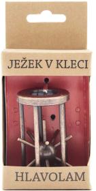 Hra Hlavolam ježek v kleci 8cm kovový hnědý v krabici