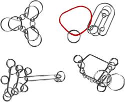 Hra hlavolam kovový puzzle skládačka 4 druhy v krabičce