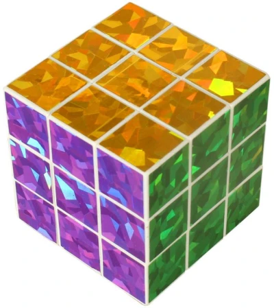 Hra Hlavolam (Rubikova) magická kostka 6,5cm metalická třpytivá 3x3x3