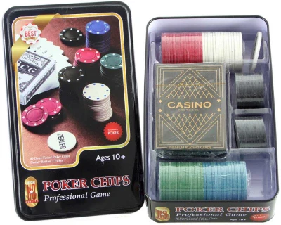 Hra karetní Poker set karty s žetony v plechové krabičce Hra karetní Poker set karty s žetony v plechové krabičce