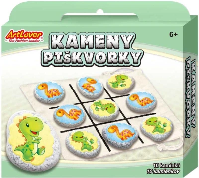 Hra Piškvorky Dinosauři kreativní set s přírodními kameny a samolepkami Hra Piškvorky Dinosauři kreativní set s přírodními kameny a samolepkami