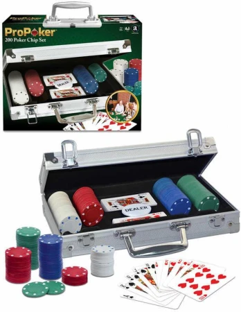 HRA Poker 200 žetonů v kufříku pro dospělé (společenská hra)