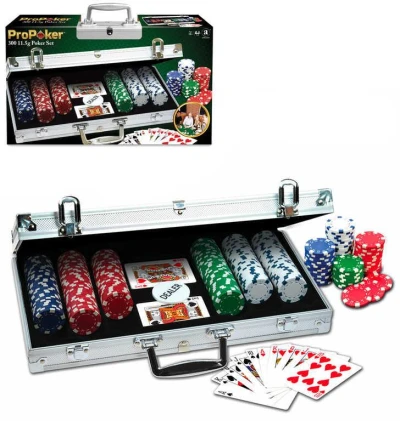 HRA Poker De Luxe 300 žetonů v kufříku pro dospělé (společenská hra)