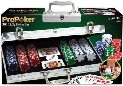 HRA Poker De Luxe 300 žetonů v kufříku pro dospělé (společenská hra)