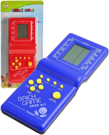 Hra retro digitální Brick Game Tetris na baterie na kartě 4 barvy plast Zvuk Hra retro digitální Brick Game Tetris na baterie na kartě 4 barvy plast Zvuk