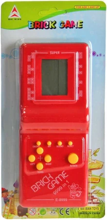 Hra retro digitální Brick Game Tetris na baterie na kartě 4 barvy plast Zvuk