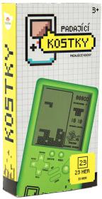 Hra retro digitální Tetris Brick Game padající kostky Zelená na baterie Zvuk
