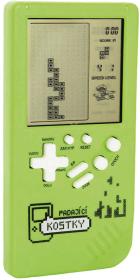 Hra retro digitální Tetris Brick Game padající kostky Zelená na baterie Zvuk