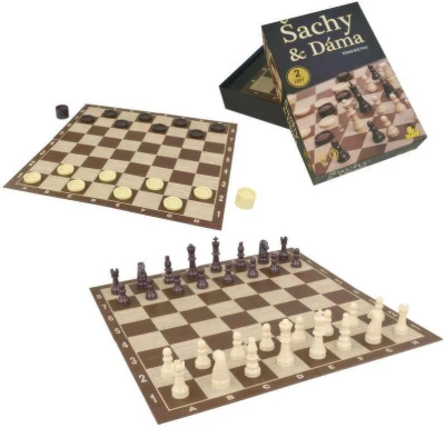 Hra Šachy + Dáma 34x34cm plast v krabici (společenská hra) Hra Šachy + Dáma 34x34cm plast v krabici (společenská hra)