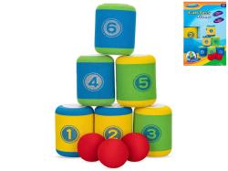 Hra Shoď plechovky 6ks+míčky Hra Shoď plechovky 6ks+míčky