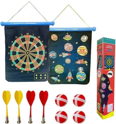 Hra Šipky set magnetický rolovací terč závěsný se 4 šipkami a 4 soft míčky 2v1 Hra Šipky set magnetický rolovací terč závěsný se 4 šipkami a 4 soft míčky 2v1