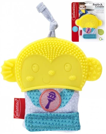 Infantino Baby rukavice silikonová chrastící s kousátkem pro miminko Infantino Baby rukavice silikonová chrastící s kousátkem pro miminko