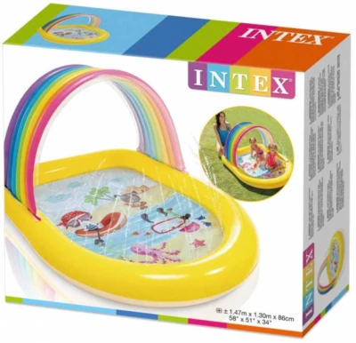 Intex Baby bazének nafukovací se stříškou brouzdaliště s vodotryskem 57156