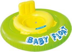 Intex Baby float nafukovací kruh s otvory na nohy 76cm s křížem žlutozelený