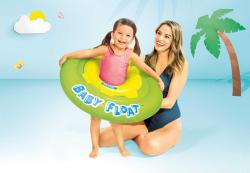 Intex Baby float nafukovací kruh s otvory na nohy 76cm s křížem žlutozelený