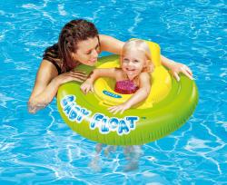 Intex Baby float nafukovací kruh s otvory na nohy 76cm s křížem žlutozelený