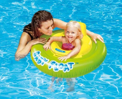 Intex Baby float nafukovací kruh s otvory na nohy 76cm s křížem žlutozelený