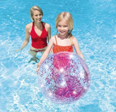 Intex Balón Glitter nafukovací flitrový 71cm míč s třpytkami do vody 2 barvy 58070