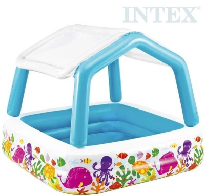 Intex Bazén dětský nafukovací se stříškou oceán 157x157x122cm čtverec 57470 Intex Bazén dětský nafukovací se stříškou oceán 157x157x122cm čtverec 57470