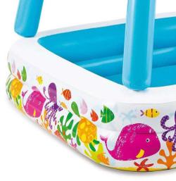Intex Bazén dětský nafukovací se stříškou oceán 157x157x122cm čtverec 57470
